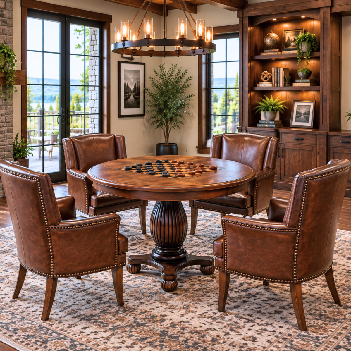 Allendale - Amish Handcrafted Chess & Checkers Game Table