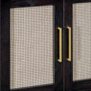Sofi - Amish Handcrafted TV Cabinet with close-up of the Caning Doors