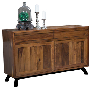 Mid-Century Sliding Door Sideboard with Metal Base