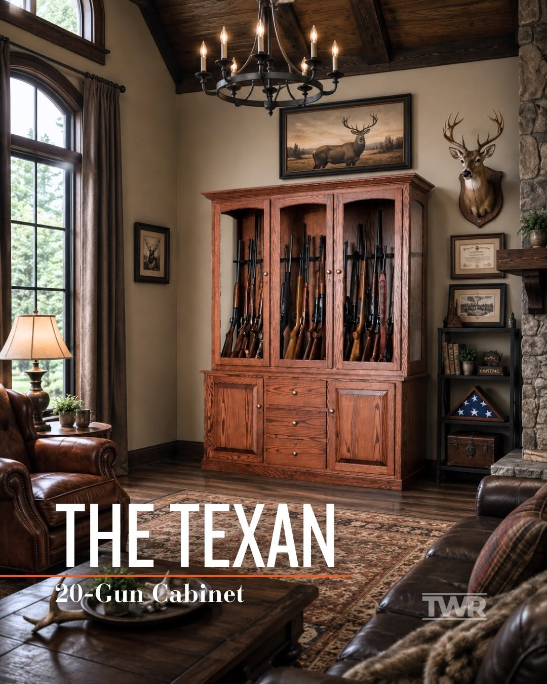 The Texan - Amish Handcrafted 20 Gun Cabinet