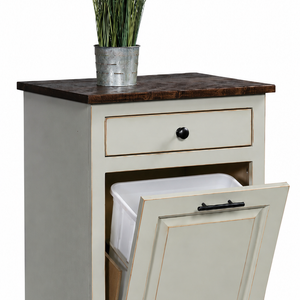 Vintage Pine - Amish Handcrafted Single Tilt-Out Trash Bin Cabinet