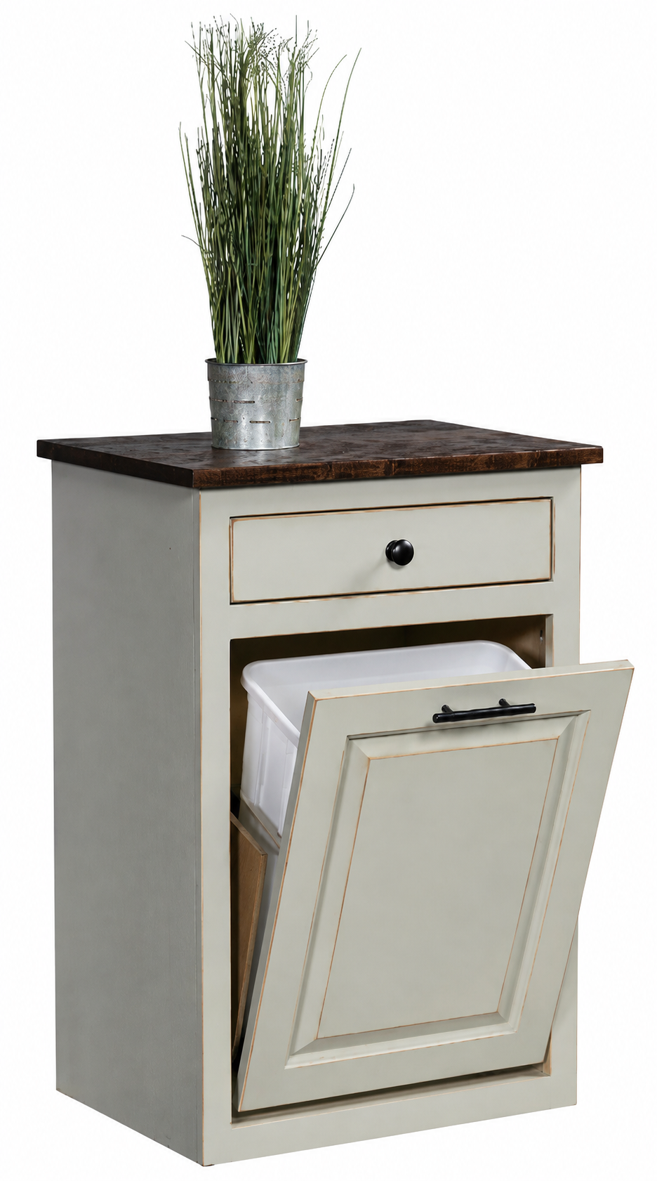 Vintage Pine - Amish Handcrafted Single Tilt-Out Trash Bin Cabinet