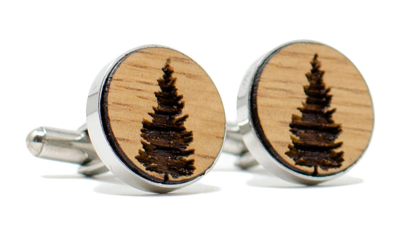 Pine Tree Cufflinks - Whiskey Barrel