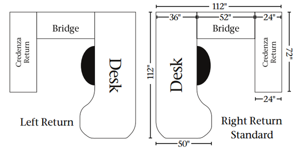 Covington - Amish Hardwood U-Shape Desk w/ Optional Hutch Topper