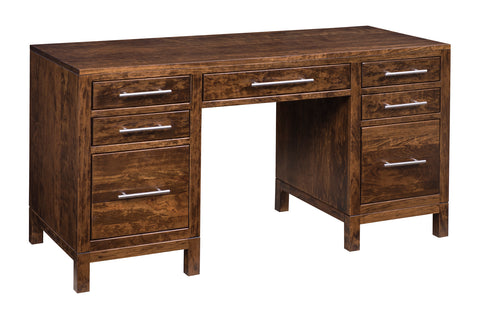 Vienna - Amish Mid Century Modern Double Pedestal Desk