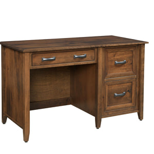 Amish Single Pedestal Desk with Optional Hutch Topper