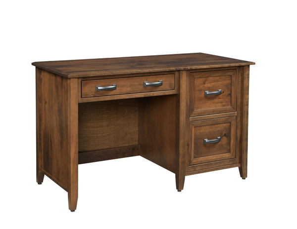 Amish Single Pedestal Desk with Optional Hutch Topper