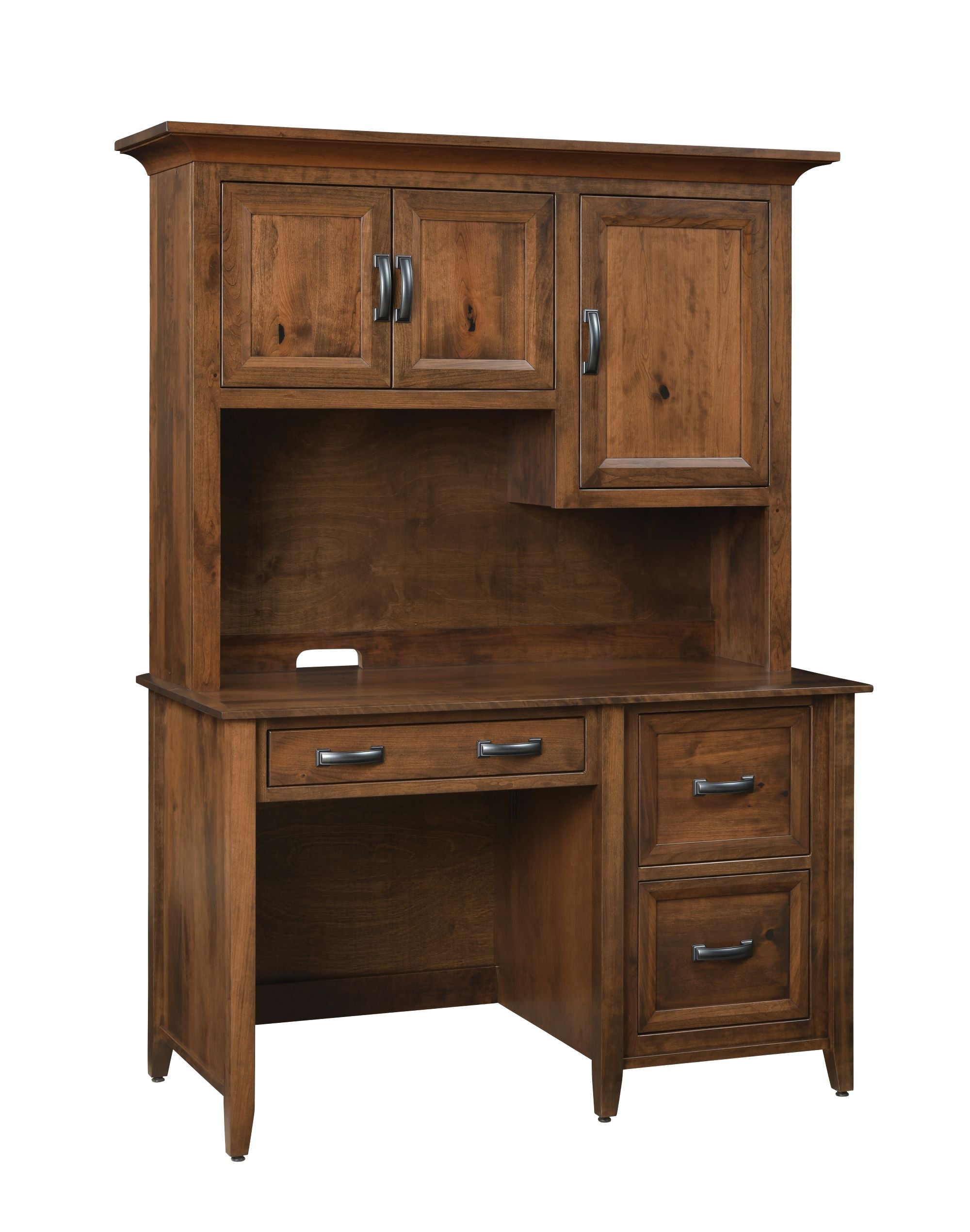 Amish Single Pedestal Desk with Optional Hutch Topper