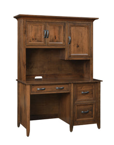 Amish Single Pedestal Desk with Optional Hutch Topper
