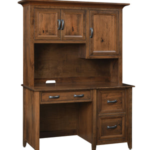 Amish Single Pedestal Desk with Optional Hutch Topper