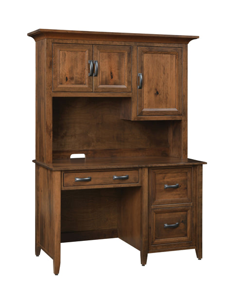 Amish Single Pedestal Desk with Optional Hutch Topper