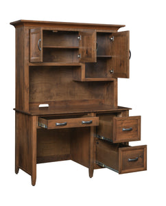 Amish Single Pedestal Desk with Optional Hutch Topper
