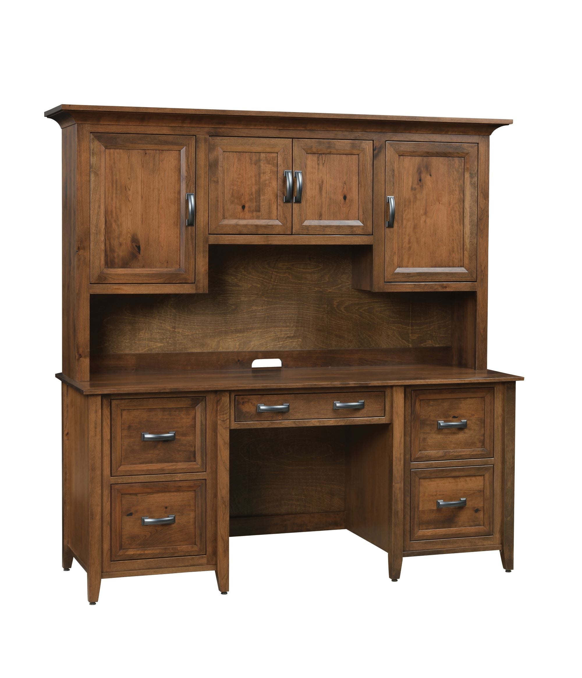 Amish Double Pedestal Desk with Optional Hutch Topper