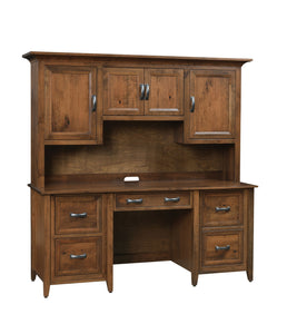 Amish Double Pedestal Desk with Optional Hutch Topper