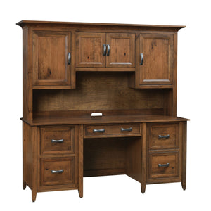 Amish Double Pedestal Desk with Optional Hutch Topper