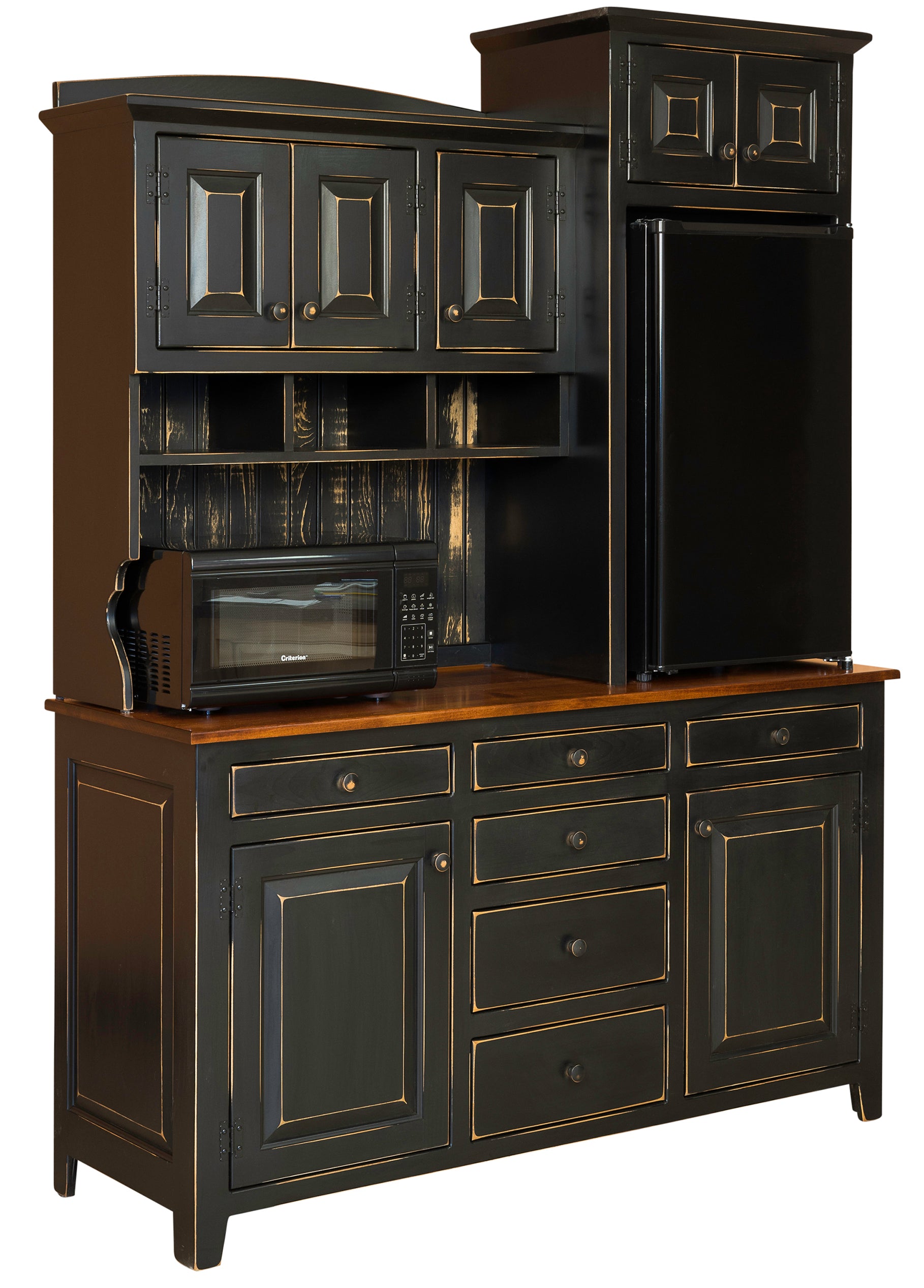 Vintage Pine- Amish Handcrafted Cafe Cabinet With Hutch