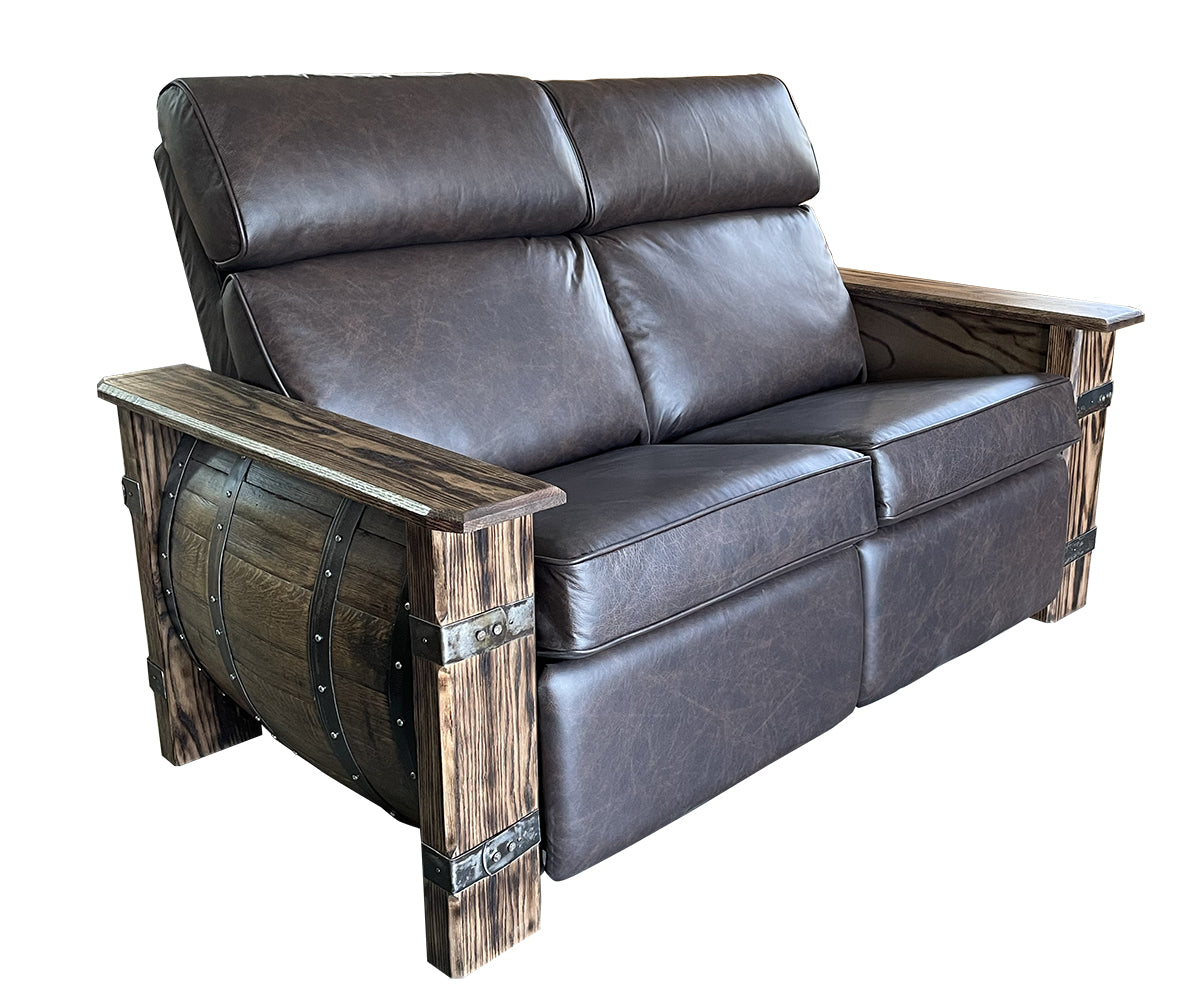 Double Barrel - Amish Handcrafted Whiskey Barrel Loveseat Recliner
