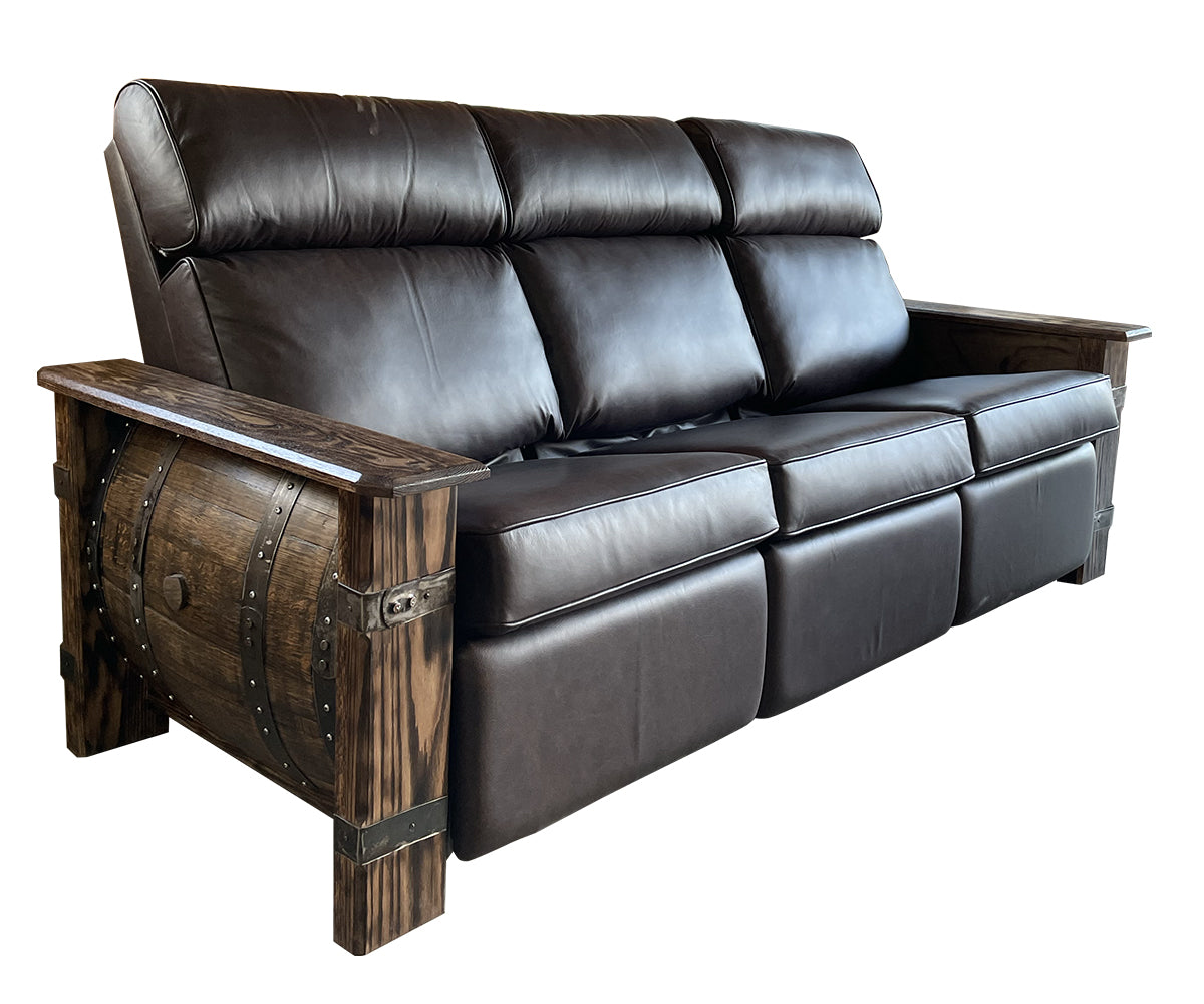 Amish Handcrafted Whiskey Barrel Sofa Recliner