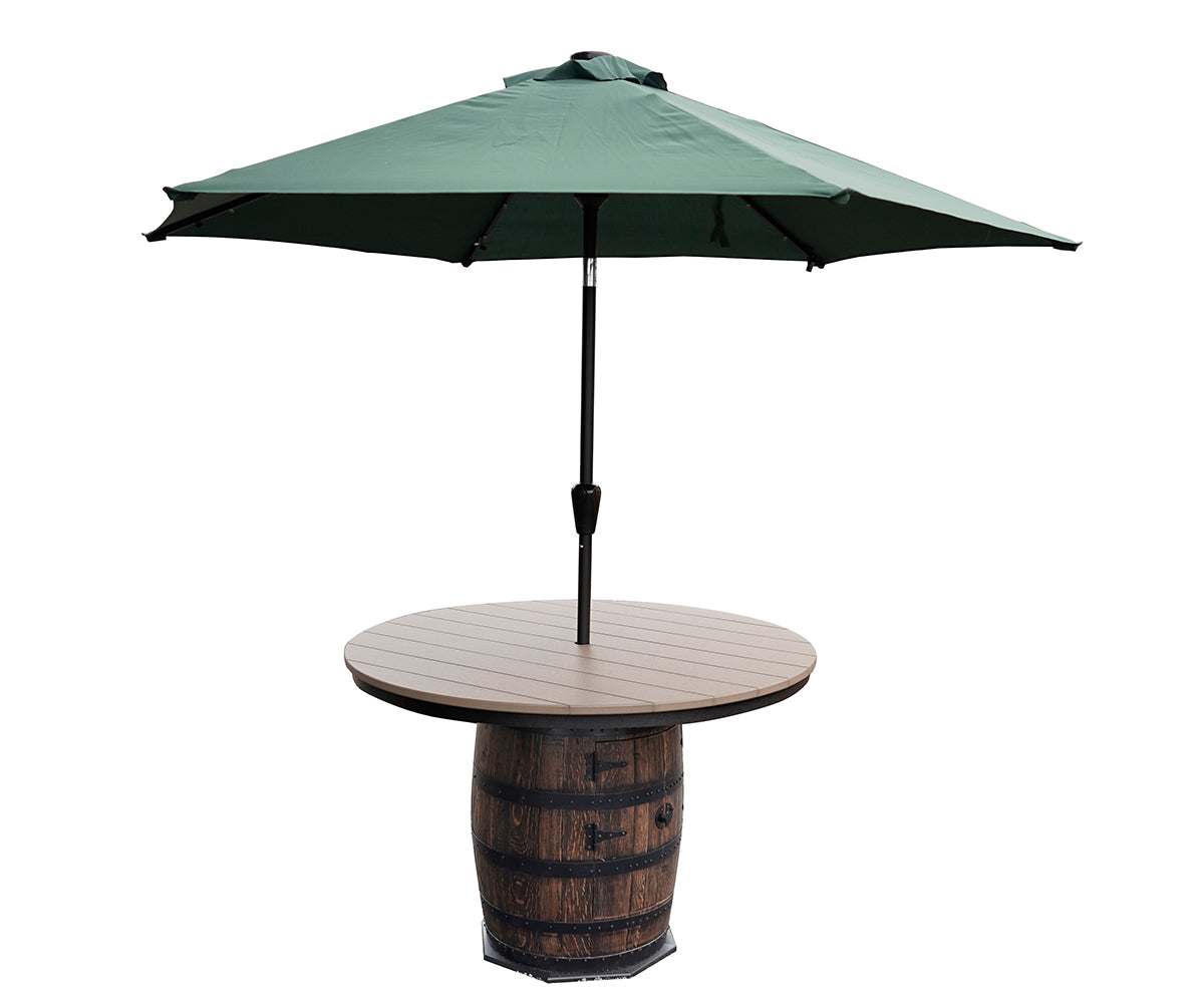 Last Call - Amish Handcrafted Whiskey Barrel Table with Poly Top