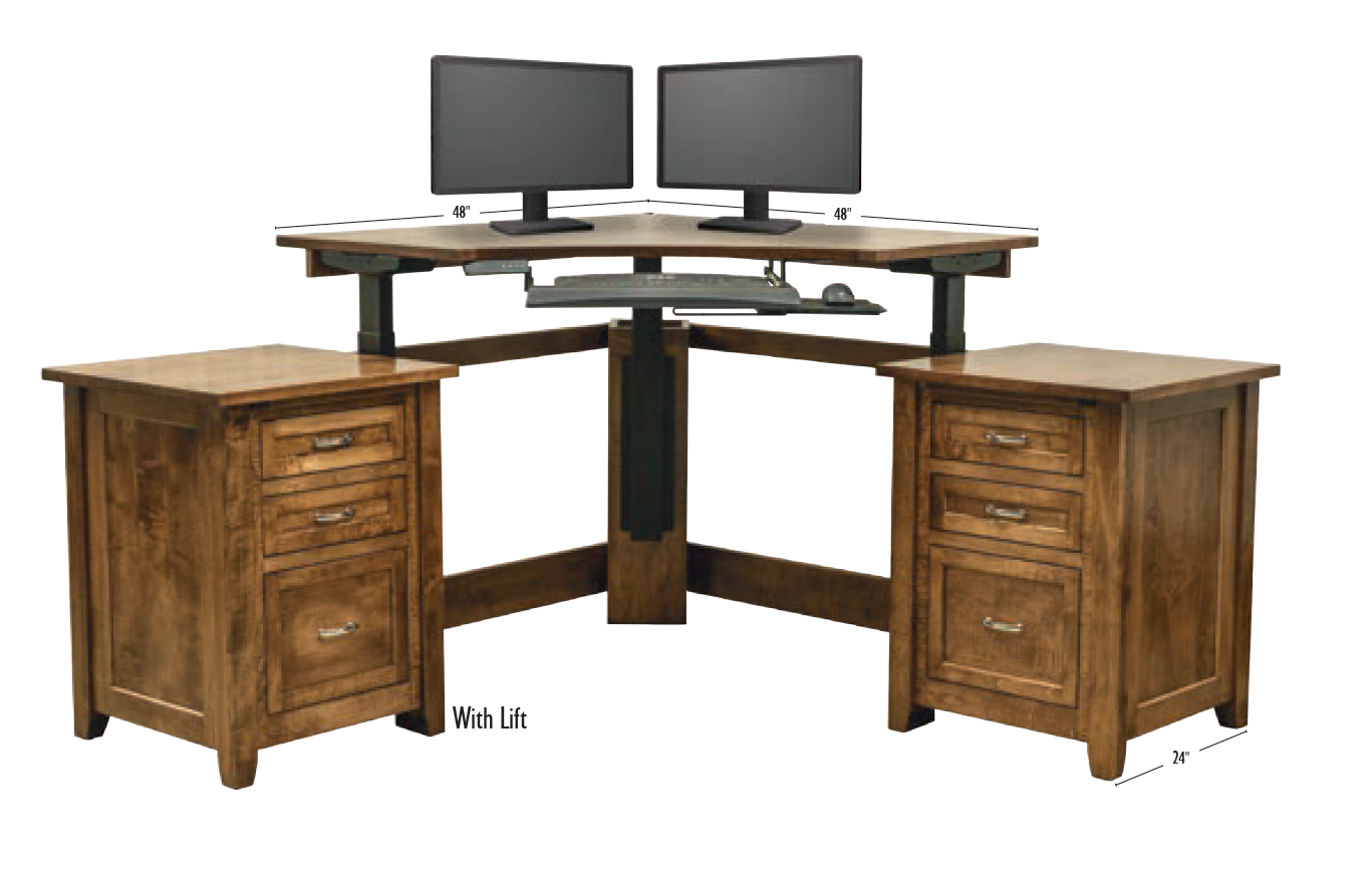 Premier - Amish Handcrafted Corner Desk With Optional Lift