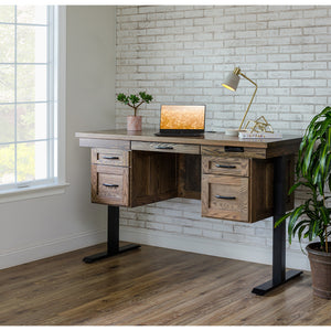 Westin - Amish Hardwood Double Pedestal Lift Desk With Drawers