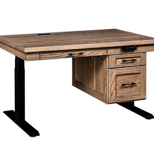 Westin - Amish Hardwood Single Pedestal Lift Desk With Drawers