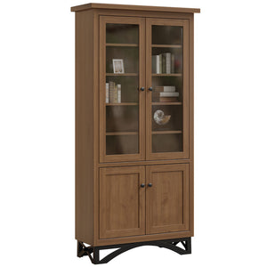 Weston - Amish Solid Wood Bookcase With Top & Bottom Doors