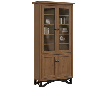 Weston - Amish Solid Wood Bookcase With Top & Bottom Doors