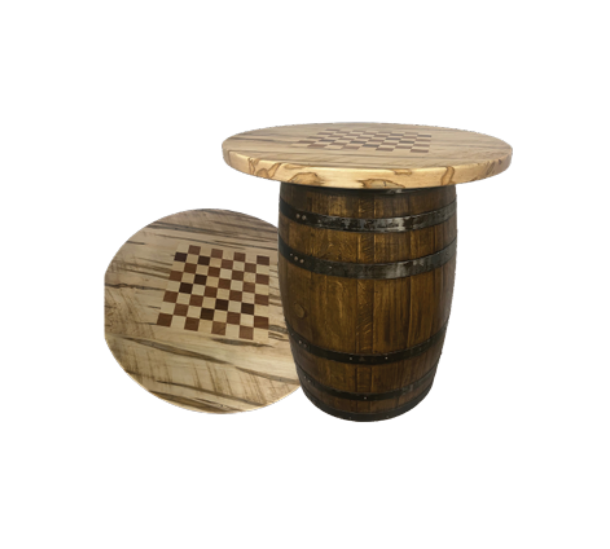 King Me - Amish Handcrafted Whiskey Barrel Checkerboard Table