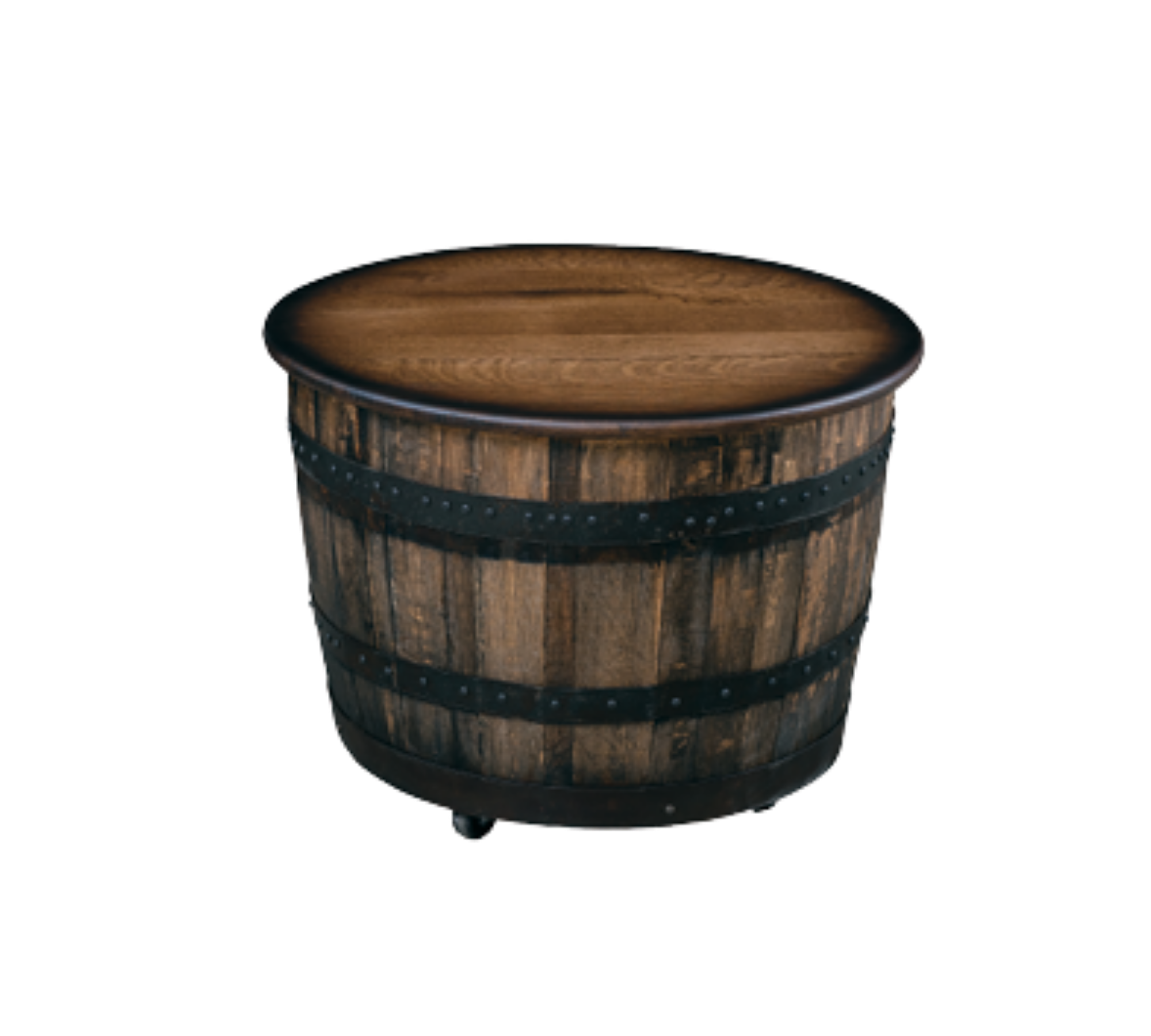 The Bounty - Amish Handcrafted Half Whiskey Barrel Chest with Hinge Top