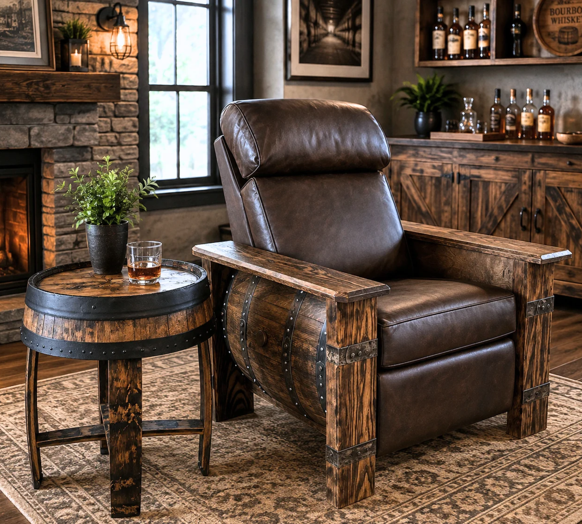Single Barrel - Amish Handcrafted Whiskey Barrel Recliner