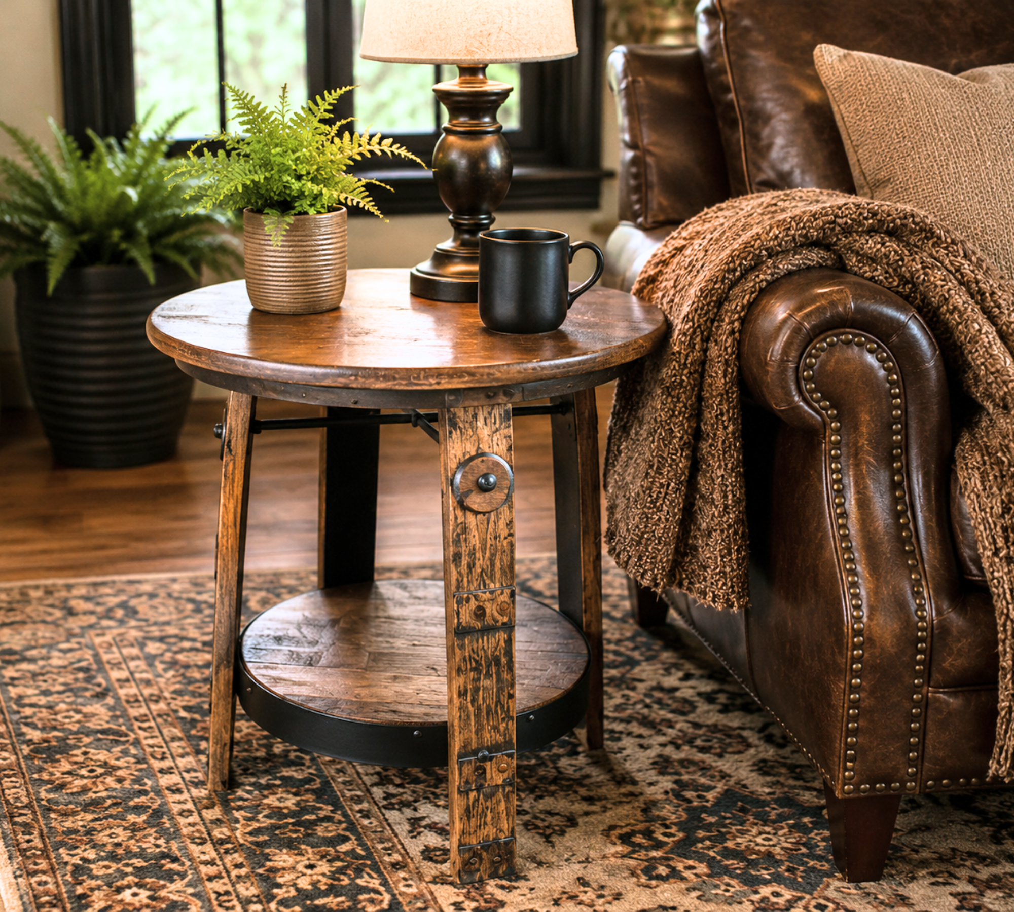 Watering Hole - Amish Handcrafted Whiskey Barrel End Table