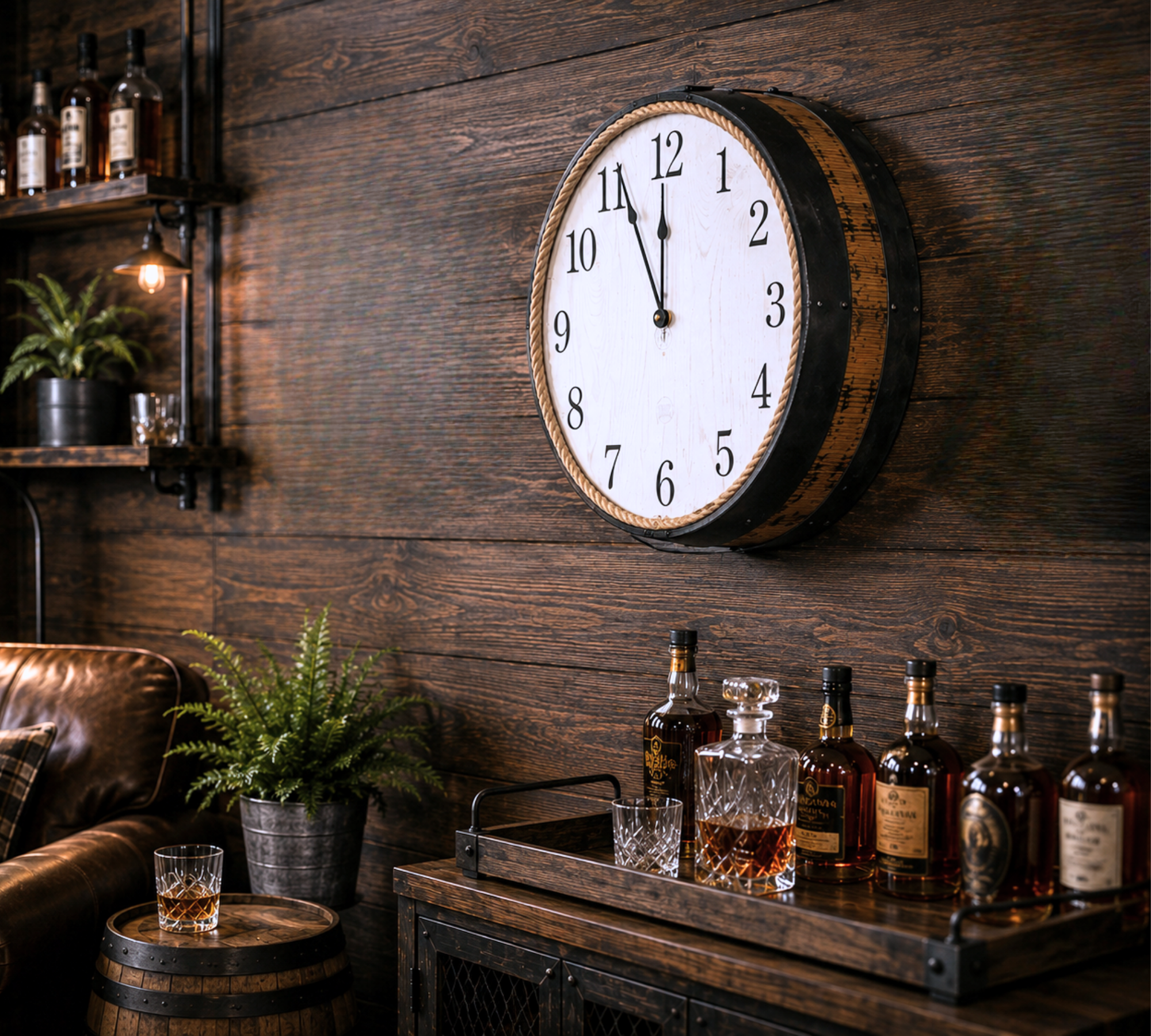 Closing Time - Amish Handcrafted Whiskey Barrel Clock
