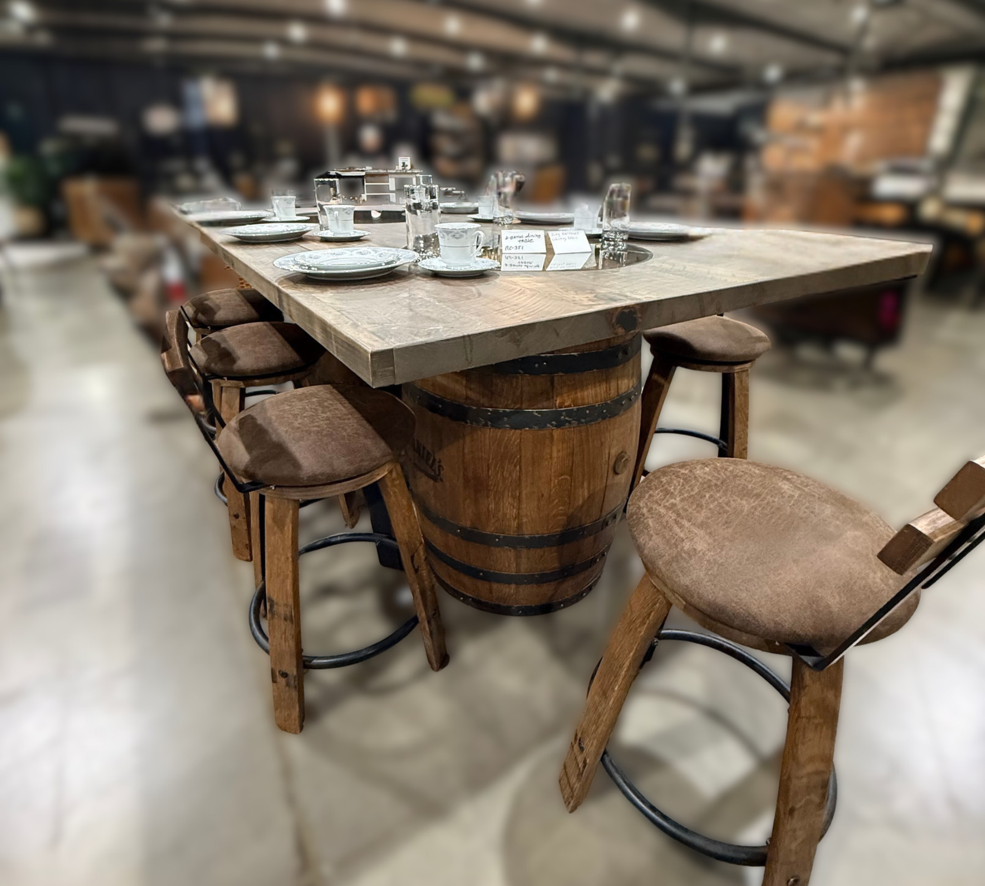 The Distillery - Amish Handcrafted Double Whiskey Barrel Dining Table