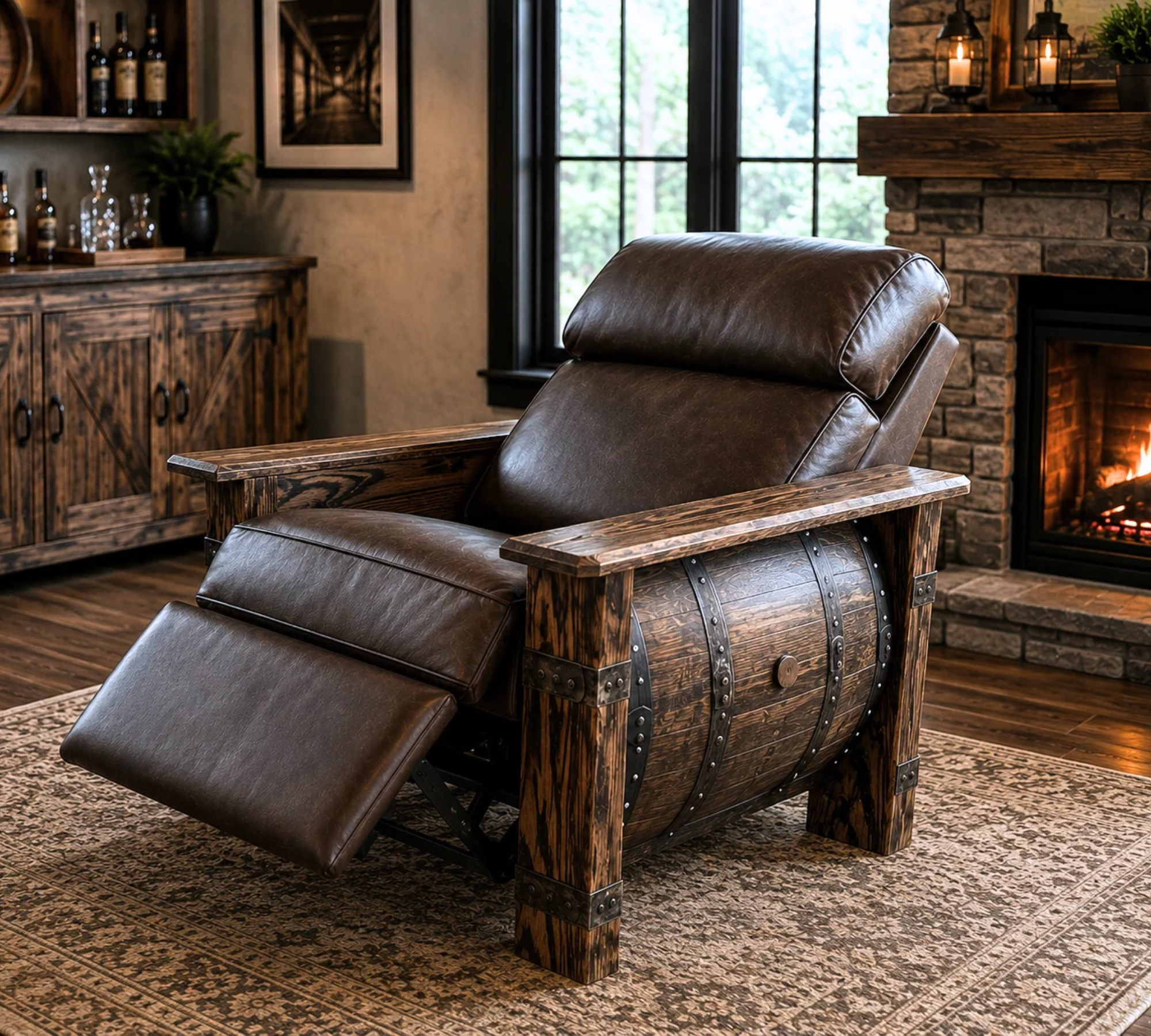 Single Barrel - Amish Handcrafted Whiskey Barrel Recliner