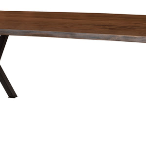 X Series - Rustic Walnut Live Edge Dining Table with Steel Base
