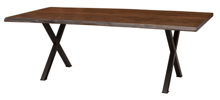 X Series - Rustic Walnut Live Edge Dining Table with Steel Base