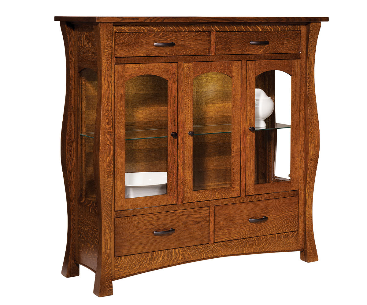 York-  Amish Handcrafted Display Buffet Cabinet