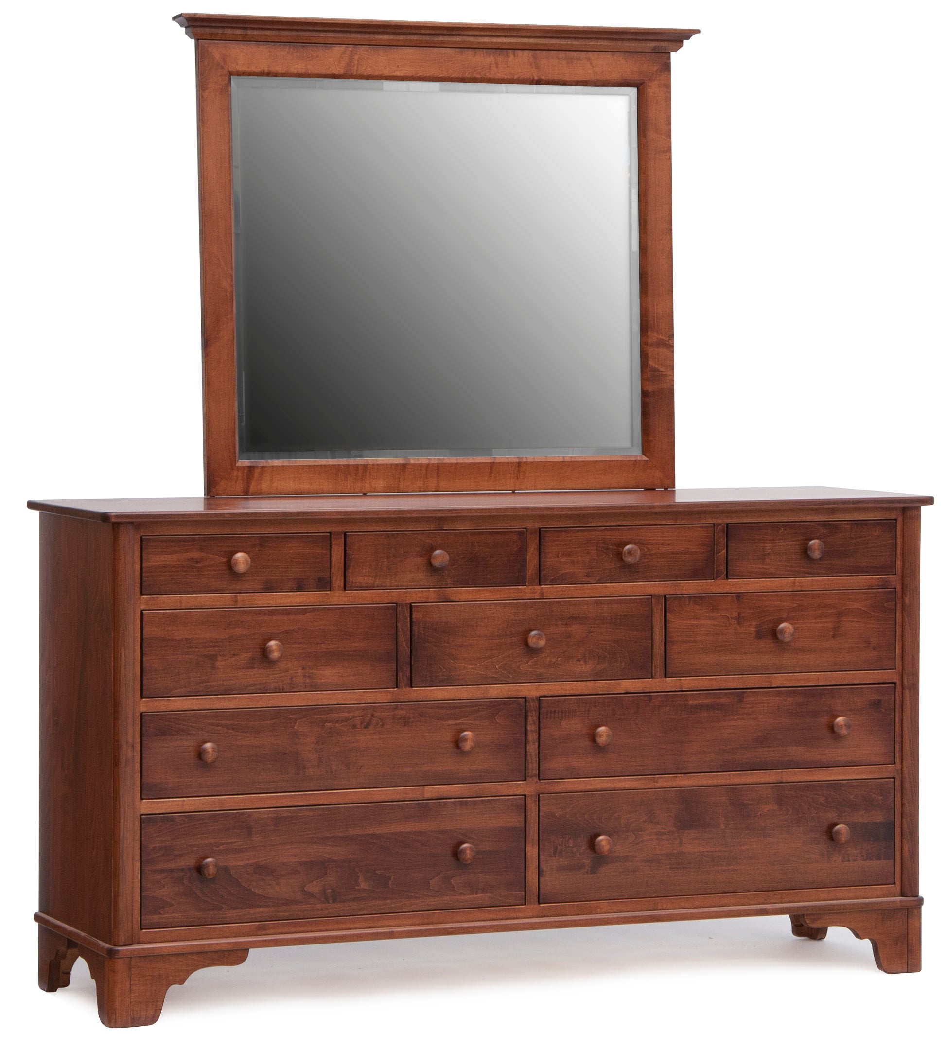 triple dresser Yorktowne - Amish Triple Drawer Dresser w/ Optional Mirror