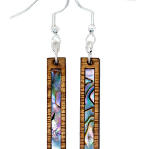 Rectangle Earrings Zebrawood - Abalone