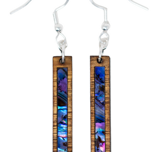 Rectangle Earrings Zebrawood - Purple
