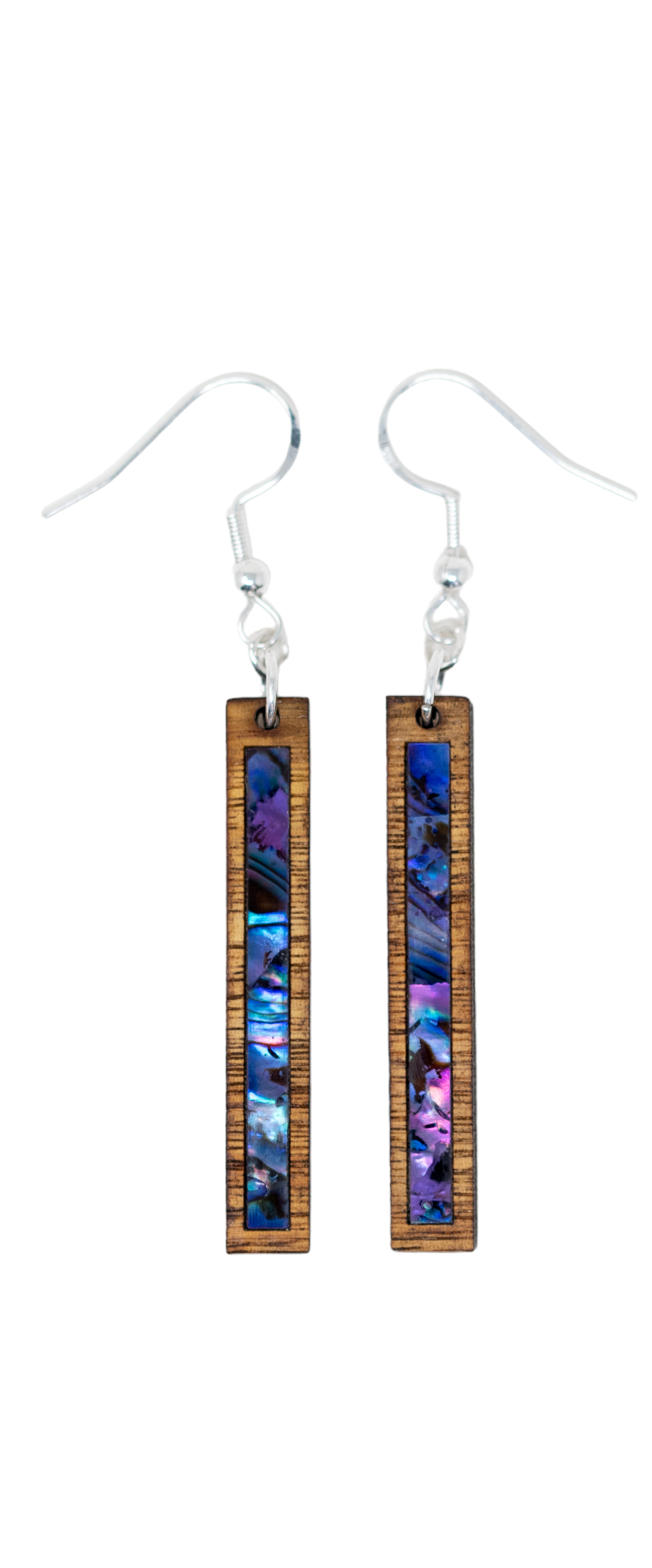 Rectangle Earrings Zebrawood - Purple