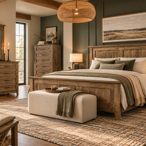 Riverdale - Amish Handcrafted Hardwood Panel Bed, Nightstand, Dresser with Optional Mirror, and Chest of Drawers