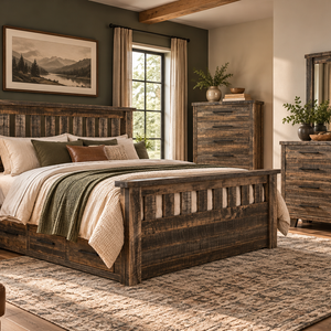 Glendale - Amish Handcrafted Bedroom Set with Bed, 3-Drawer Nightstand, 6-Drawer Dresser, and 5-Drawer Chest of Drawers