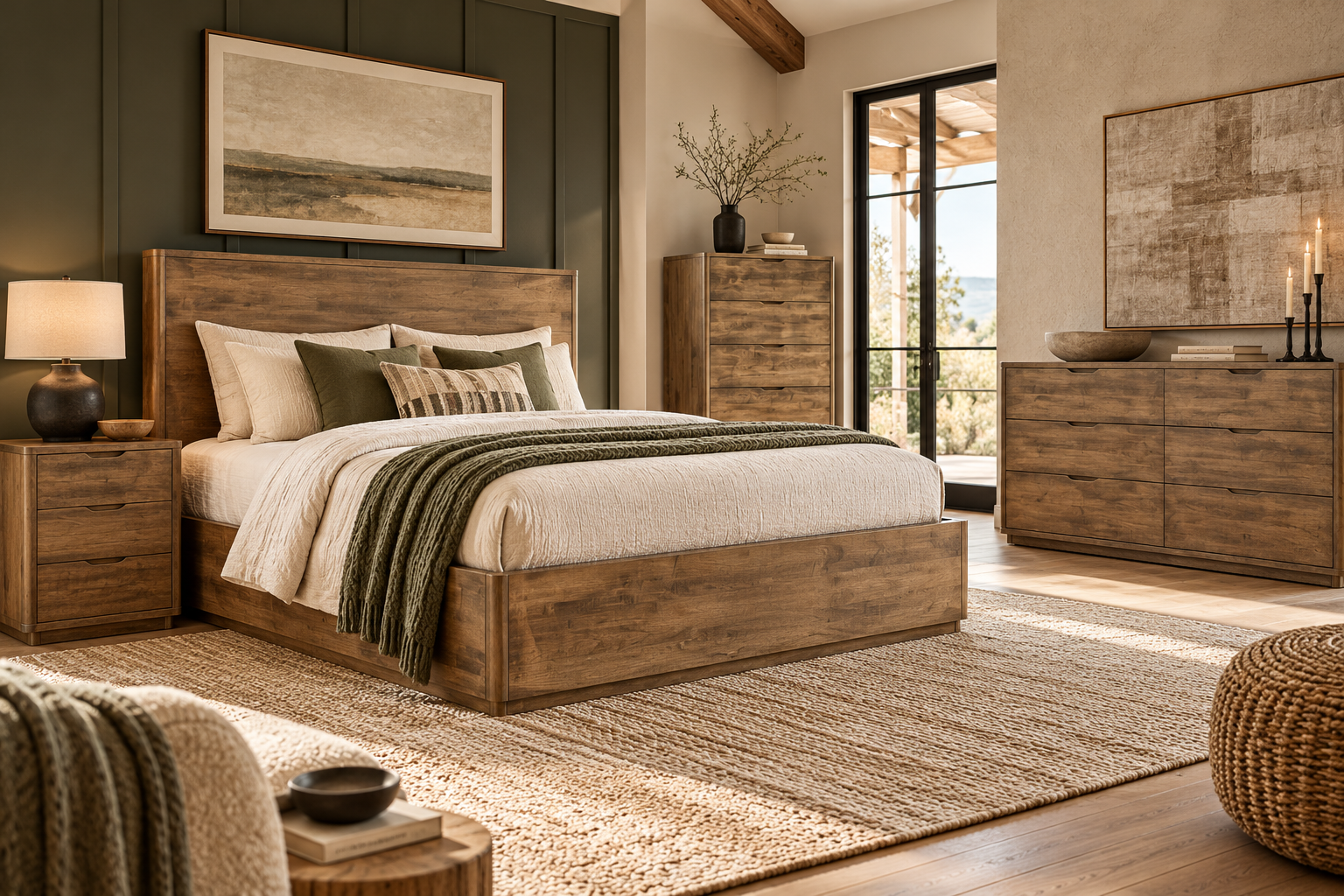Lacie - Amish Solid Wood Platform Bed, dresser, nightstand, and chest of drawers