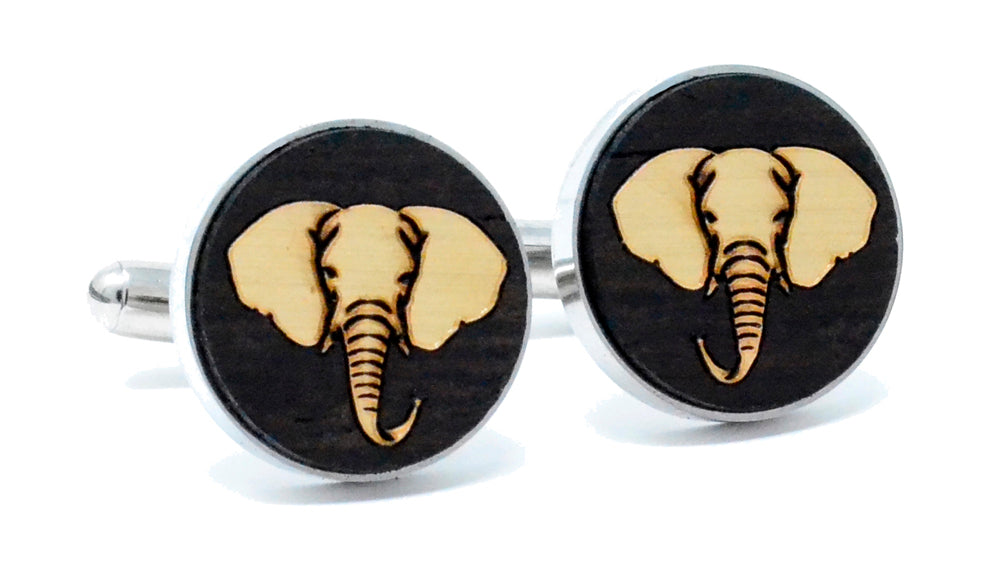 Golden Elephant Cufflinks - Wenge Wood