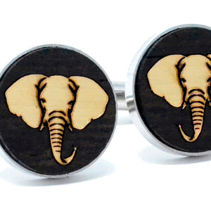 Golden Elephant Cufflinks - Wenge Wood