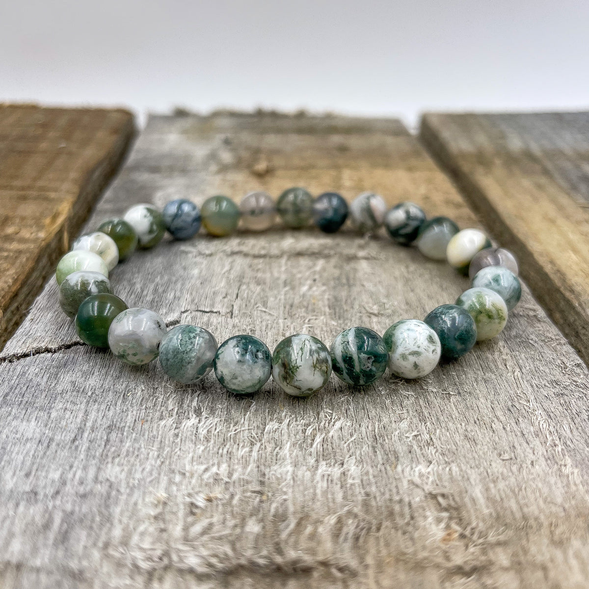 Union - Tree Agate Green Gemstone Beaded Bracelet