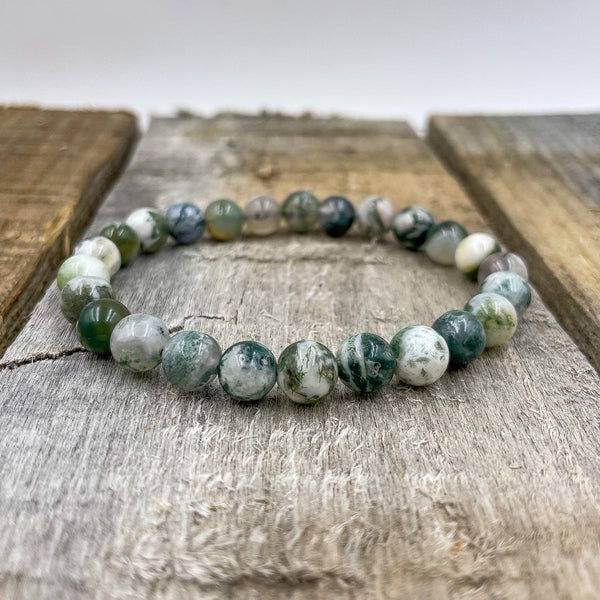 Union - Tree Agate Green Gemstone Beaded Bracelet