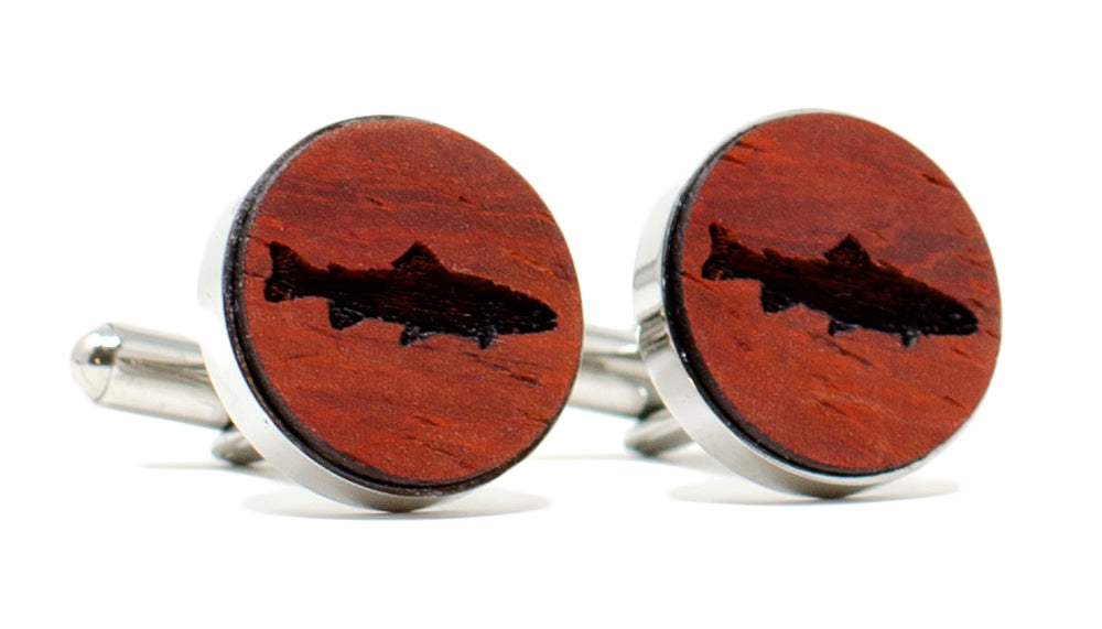 Trout Cufflinks - Padauk Wood